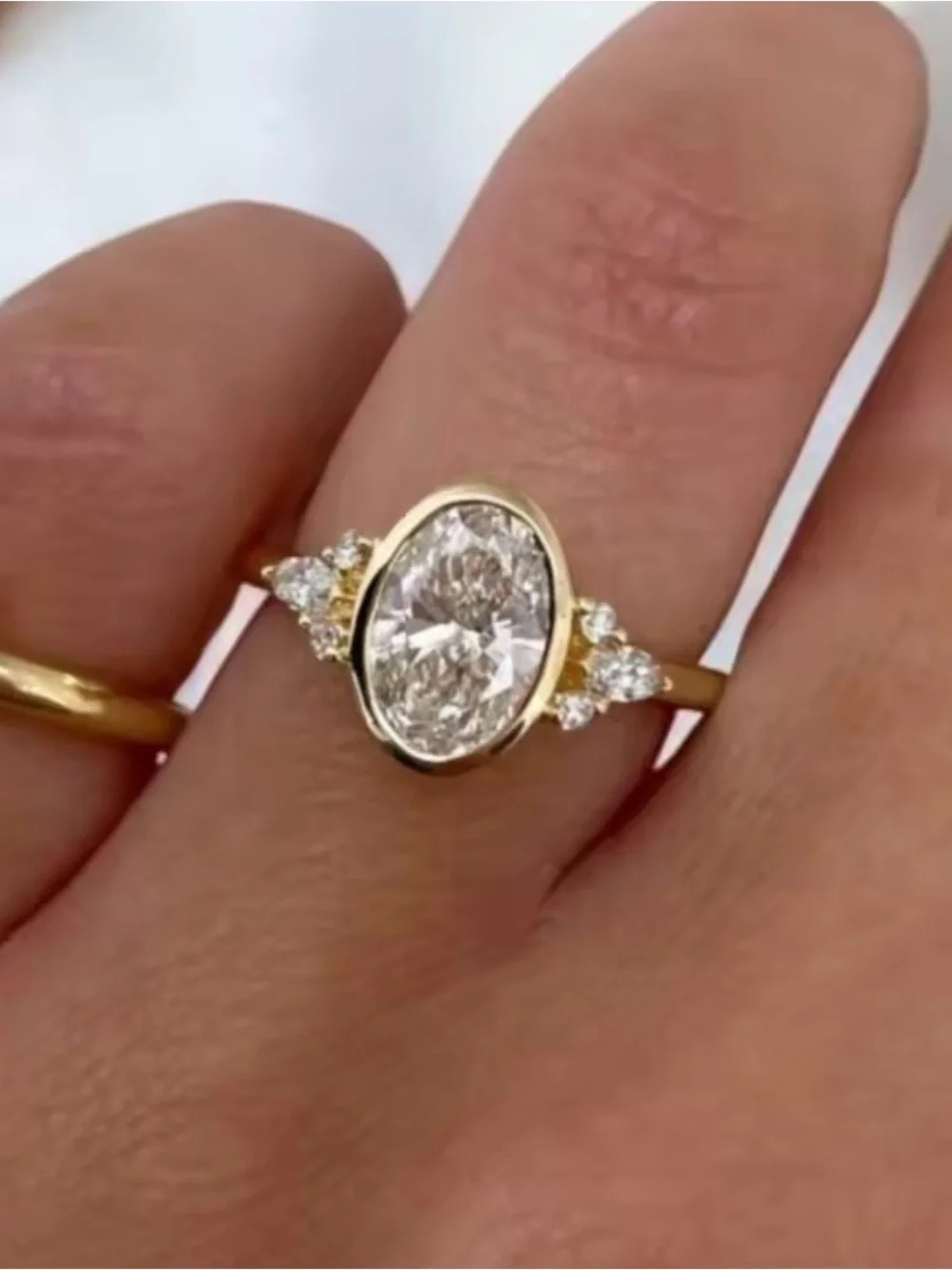 2ct Bezel Oval Ring - Picture 6 of 11